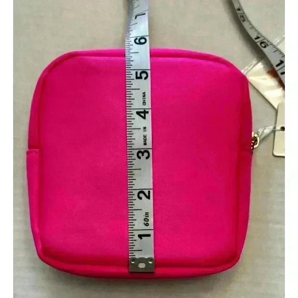 Get Ready With Me Travel Make Up GRWM Bag Hot Pink with Adhesive Patches Stuffer